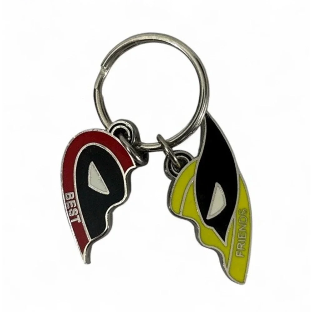 Deadpool & Wolverine Heart Shaped Keychain Duo Best Friends Forever Movie Promo